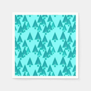 Modern metallic Christmas trees - turquoise Napkin