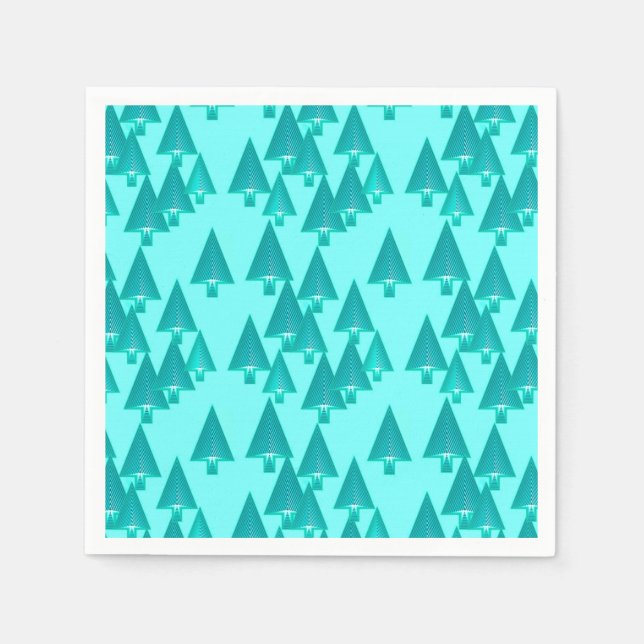 Modern metallic Christmas trees - turquoise Napkin (Front)