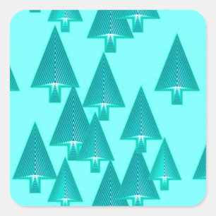 Modern metallic Christmas trees - turquoise Square Sticker
