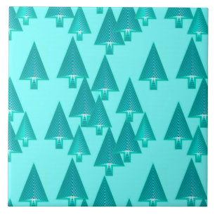 Modern metallic Christmas trees - turquoise Tile