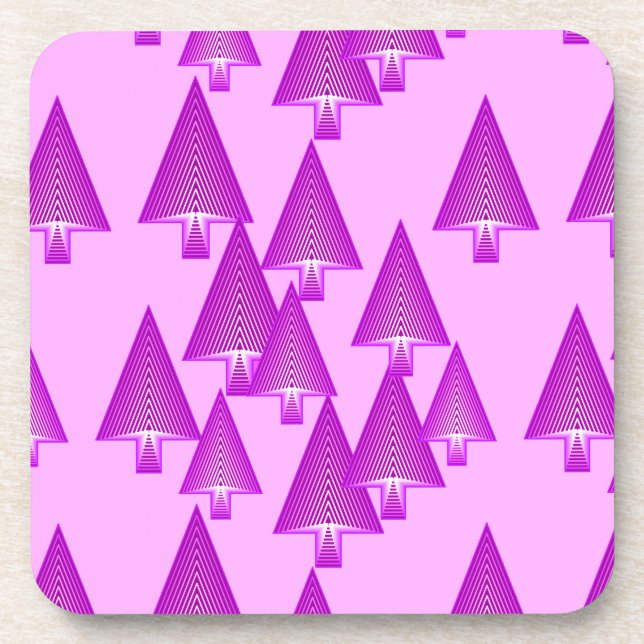 Modern metallic Christmas trees - violet Coaster (Front)