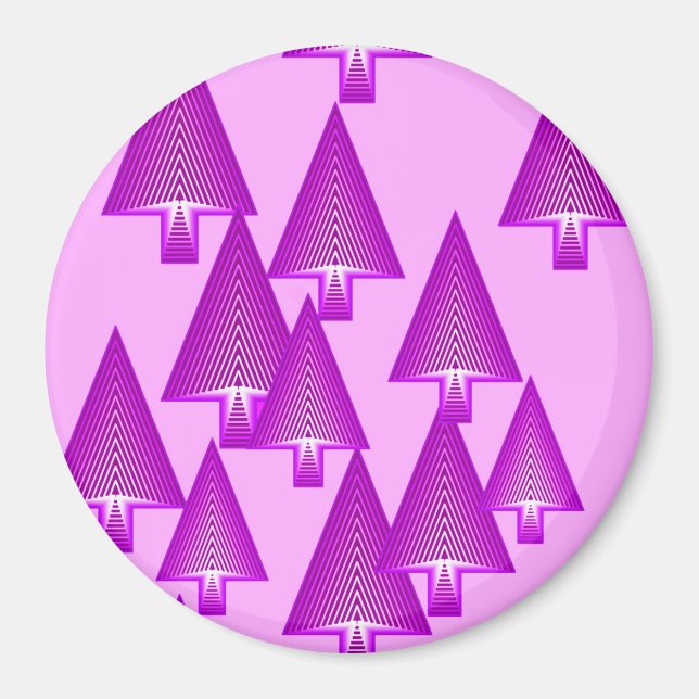 Modern metallic Christmas trees - violet Magnet (Front)