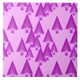 Modern metallic Christmas trees - violet Tile
