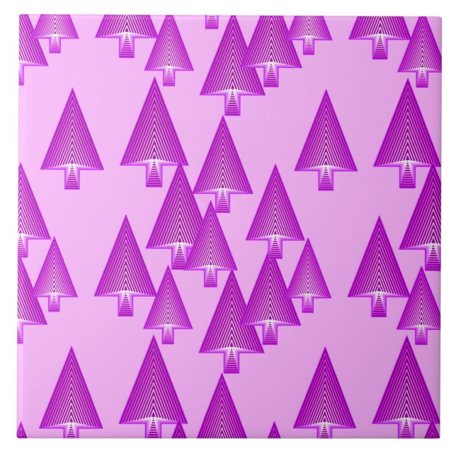 Modern metallic Christmas trees - violet Tile (Front)
