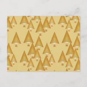 Modern metallic Christmas trees - yellow gold Holiday Postcard