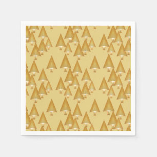 Modern metallic Christmas trees - yellow gold Napkin