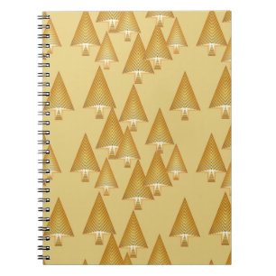 Modern metallic Christmas trees - yellow gold Spiral Notebook