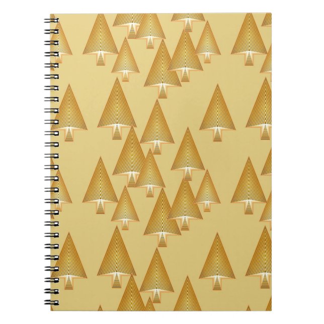 Modern metallic Christmas trees - yellow gold Spiral Notebook (Front)