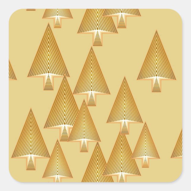 Modern metallic Christmas trees - yellow gold Square Sticker (Front)