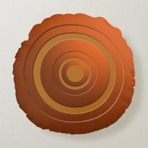 Modern Metallic Circles Orange with any Colour Round Cushion