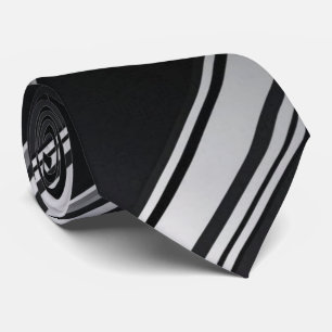 Modern Metallic Diagonal Pattern Black Silver Tie