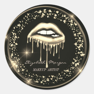 Modern Metallic Dripping Lips,Confetti Classic Round Sticker