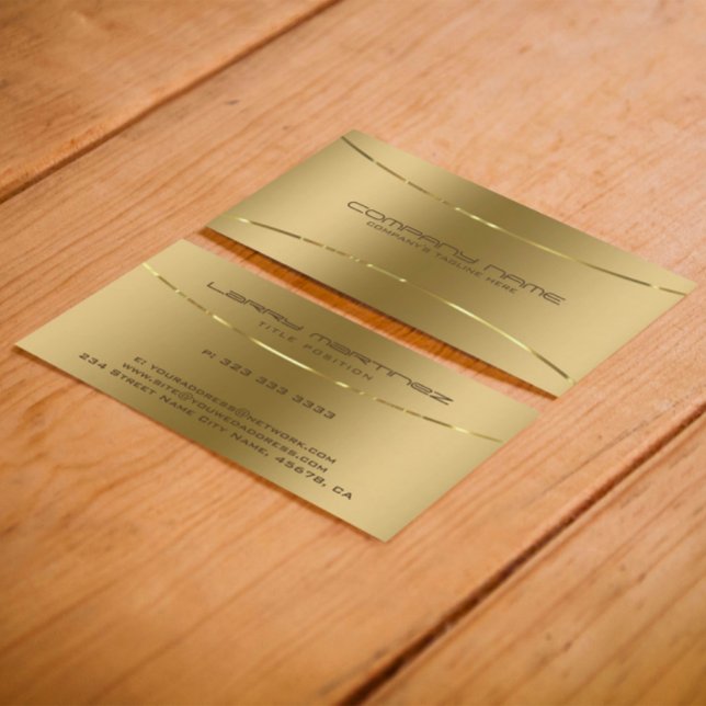 Modern Metallic Faux Gold Stainless Steel Look Business Card (Creator Uploaded)