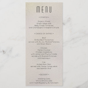 Modern Metallic Foil Wedding Bridal Shower Menu