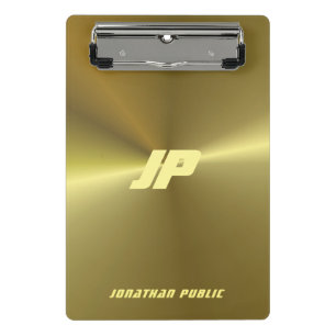 Modern Metallic Gold Look Monogram Template Mini Clipboard