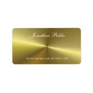 Modern Metallic Gold Look Script Trendy Template Label
