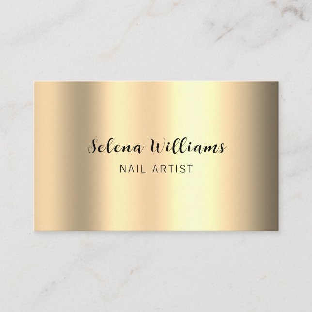 Modern Metallic Gold Script Sophisticated Business Card (Front)