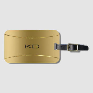 Modern Metallic Gold Stainless Steel Look Desk Bus Luggage Tag