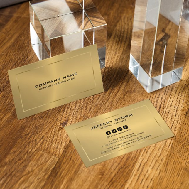 Modern Metallic Gold Texture Black Typography  Business Card (Creator Uploaded)