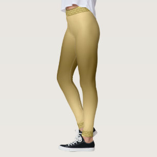 Modern Metallic Gold With Border Leggings