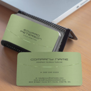 Modern Metallic Green Design Stainless Steel Look Business Card