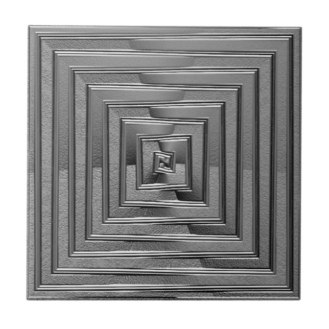 Modern Metallic Maze Silver Squares Tile (Front)