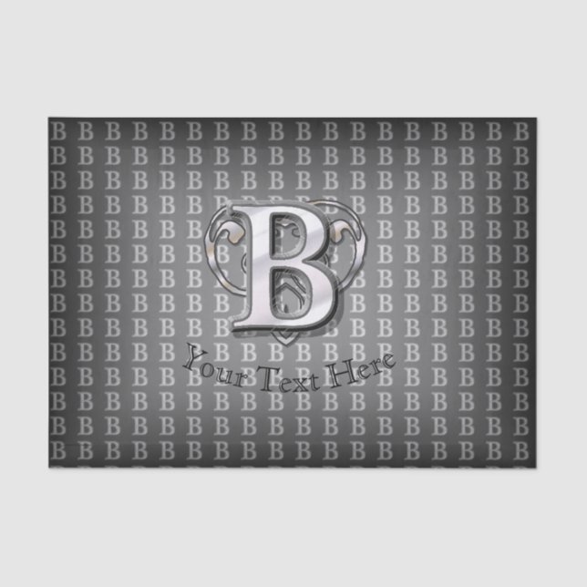 Modern Metallic Monogram (B) Tissue Paper (Front)