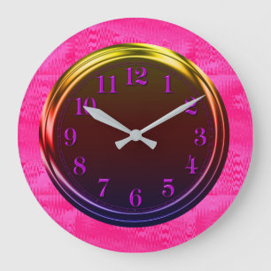 Modern Metallic, Neon Glow, Unique, Large Clock