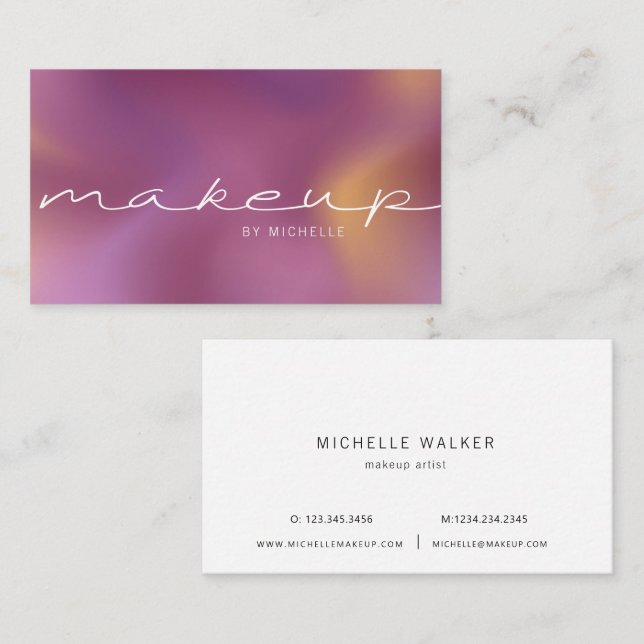 Modern Metallic Ombre Elegant Typography Business Card (Front/Back)