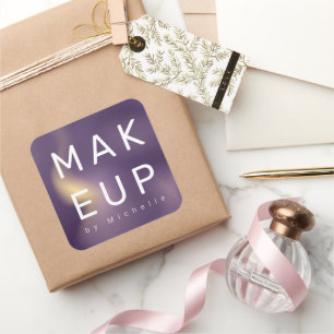 Modern Metallic Ombre Makeup Artist Monogram Square Sticker