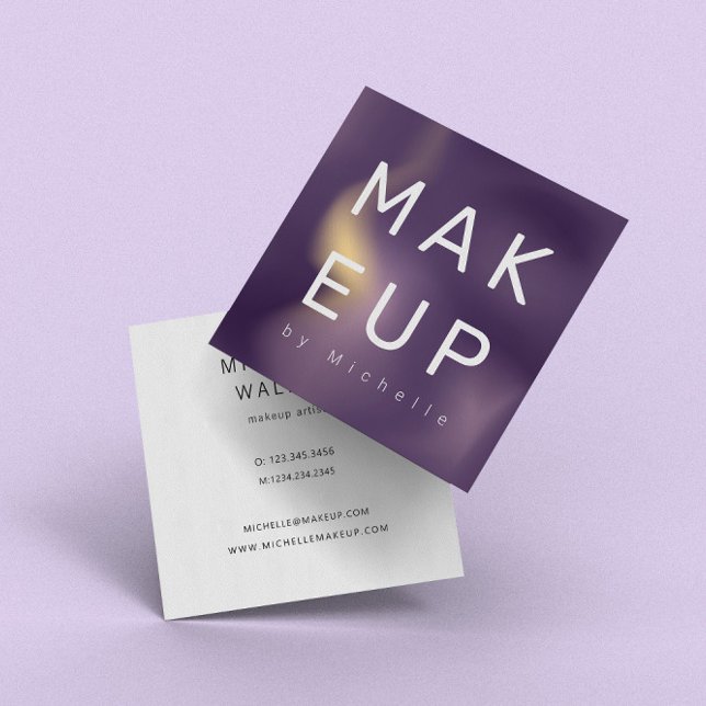 Modern Metallic Ombre Makeup Artist Square Business Card (Creator Uploaded)