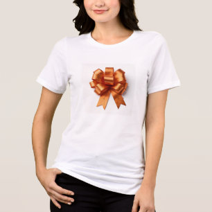 Modern Metallic Orange Ribbon with Elegant Fall Fo Tri-Blend Shirt