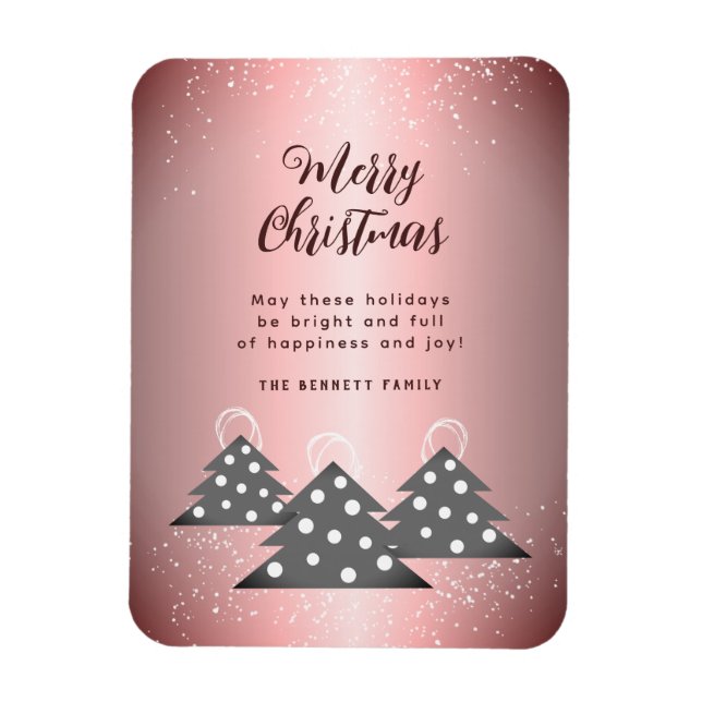Modern Metallic Pink Christmas Tree  Magnet (Vertical)