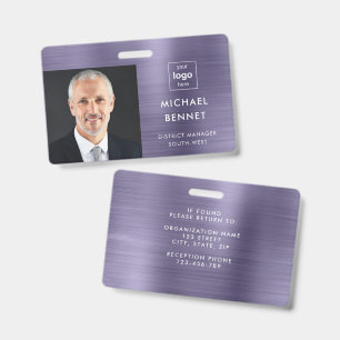 Modern Metallic Purple Company Photo ID  Badge