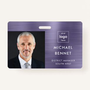 Modern Metallic Purple Company Photo ID  ID Badge
