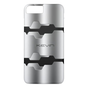 Modern Metallic Silver & Black Geometric Design Case-Mate iPhone Case