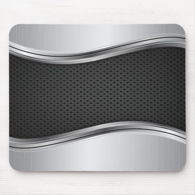 Modern Metallic Silver Black Mouse Pad (Front)