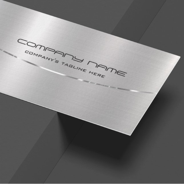 Modern Metallic Silver Brushed Aluminium Look Business Card (Creator Uploaded)