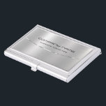 Modern Metallic Silver Brushed Aluminium Look Business Card Holder<br><div class="desc">Simple,  elegant metallic silver background design,  brushed aluminium look custom business cards. This is an image and not real metal or metallic finish. Fully customisable. If you need any assistance customising any of my designs,  message me on Zazzle—free text formatting with live help is available by request.</div>