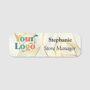 Modern Metallic Silver Brushed Magnetic Company Name Tag