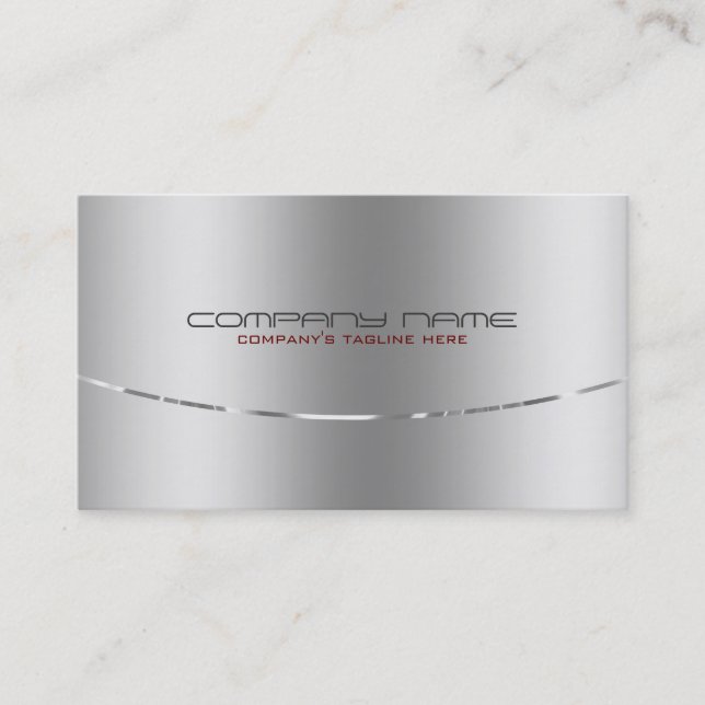 Modern Metallic Silver Design Stainless Steel Look Business Card (Front)