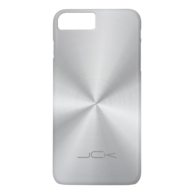 Modern Metallic Silver-Grey Stainless Steel Look Case-Mate iPhone Case (Back)