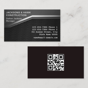 Modern Metallic Silver Look Simple Construction  Business Card