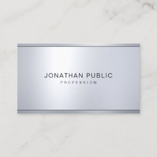 Modern Metallic Silver Look Simple Elegant Cool Business Card