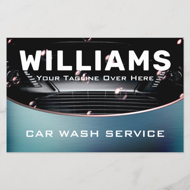 Modern metallic style car wash flyer (Front)