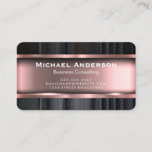 Modern Metallic Trim Rose Red Business Card