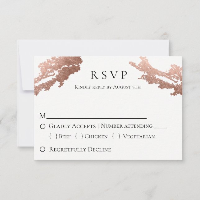 Modern Metallic Wedding RSVP Card (Front)
