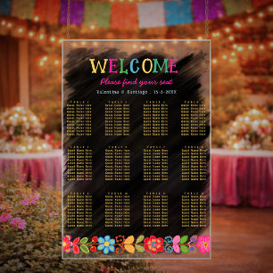 Modern Mexican acrylic wedding seating chart