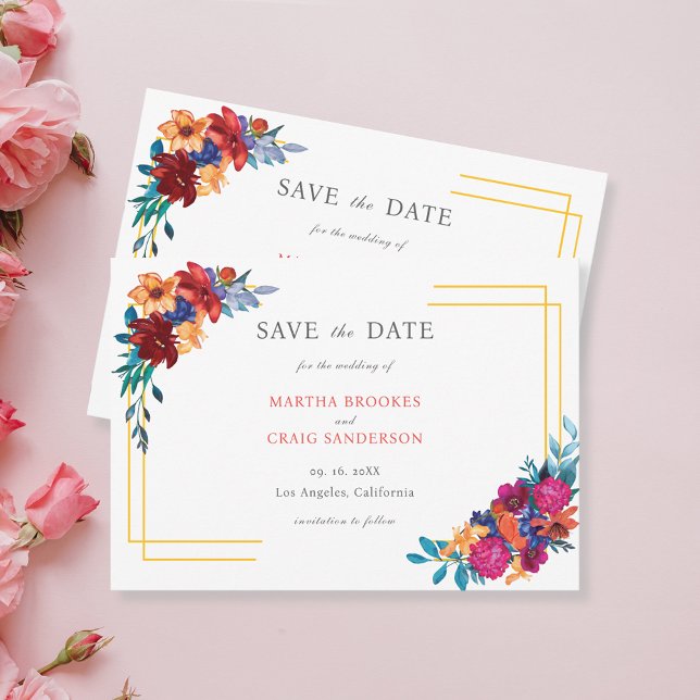 Modern Mexican Fiesta Floral Wedding Save the Date Invitation (Creator Uploaded)