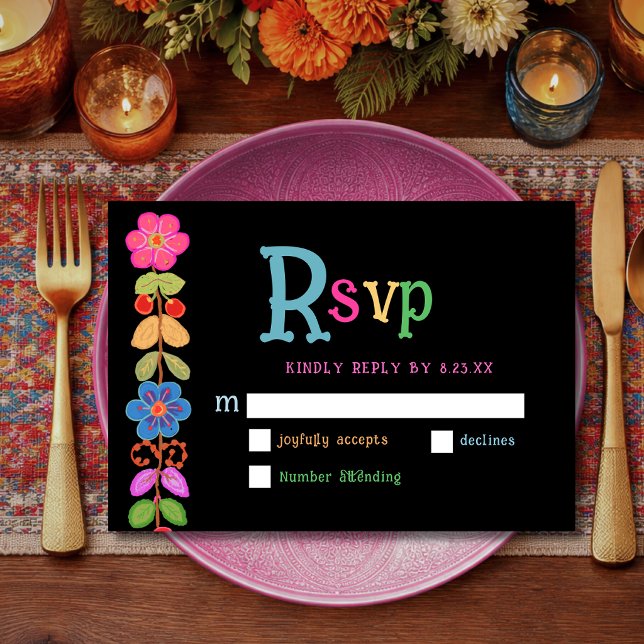   Modern Mexican floral wedding RSVP Card (Creator Uploaded)